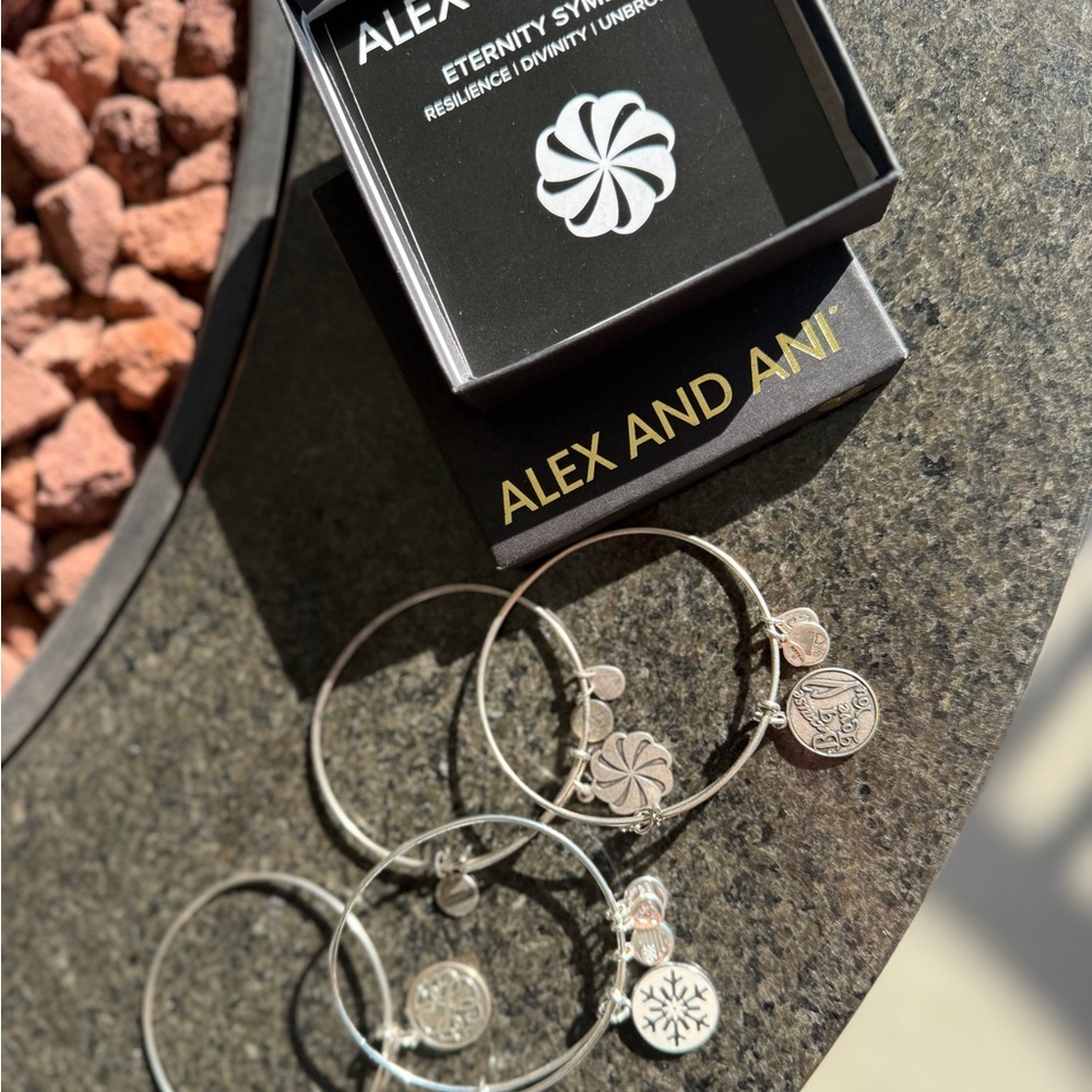 Alex and Ani Silver Charm Bangle Set